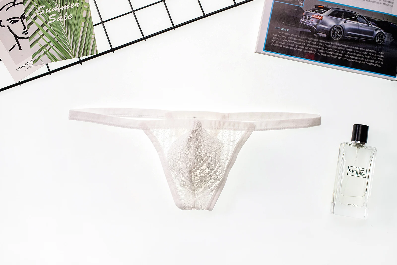 CLEVER-MENMODE Men Mini G String Thong Underwear Sexy Penis Pouch Lace Mesh Panites Underpants See Through tanga hombre