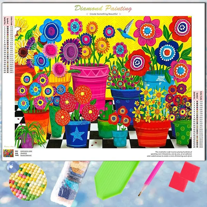 

CHENISTORY Diamond Painting 5d Colorful Flowers Full Round Drill Diamond Embroidery Sale Mosaic Needlework DIY Home Decor