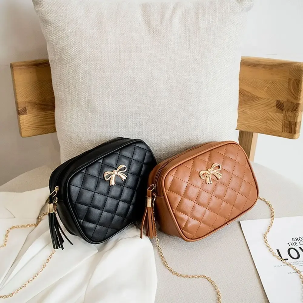 Tassel mała torba listonoszka dla kobiet Trend Lingge haft aparat damska torba na ramię modny łańcuszek damskie torby typu Crossbody