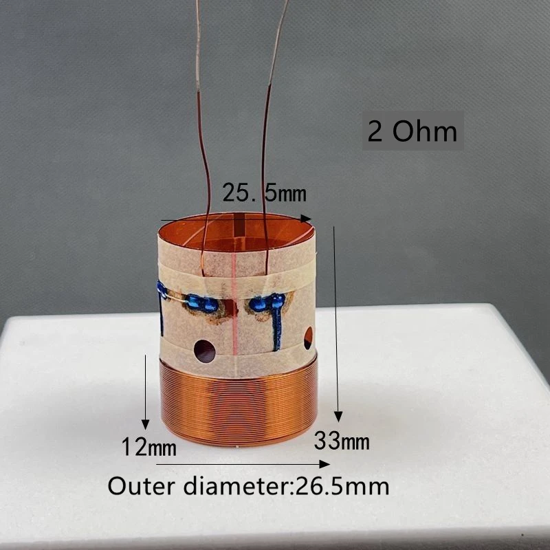 

Звуковая катушка для динамика 25,5 мм, 2 шт.; Звуковая катушка KSV с двумя слоями, высококачественные медные выводы, аксессуары для ремонта басов