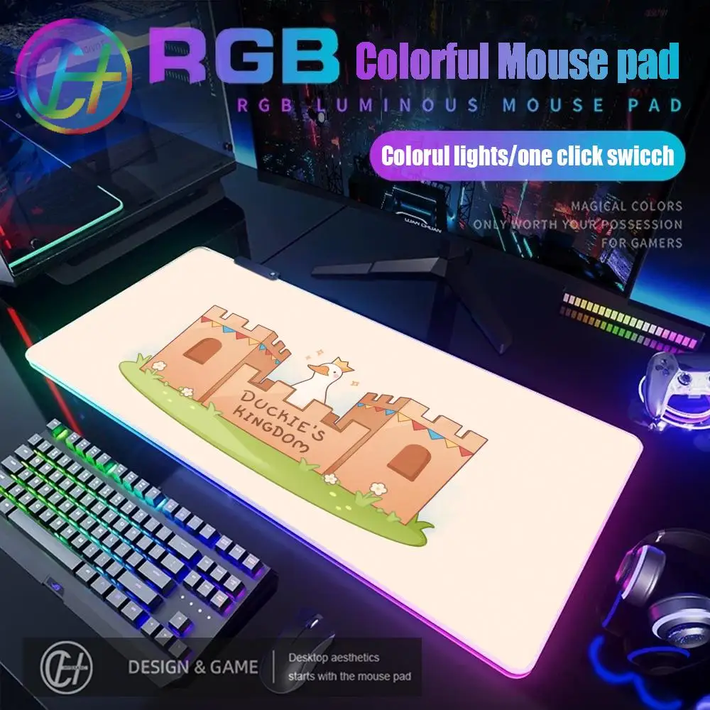 

Игровой коврик для мыши HYBXAXC Kawaii с аниме-иллюстрацией утки, RGB-подсветкой, HD, большой, XXL, 90x40 см
