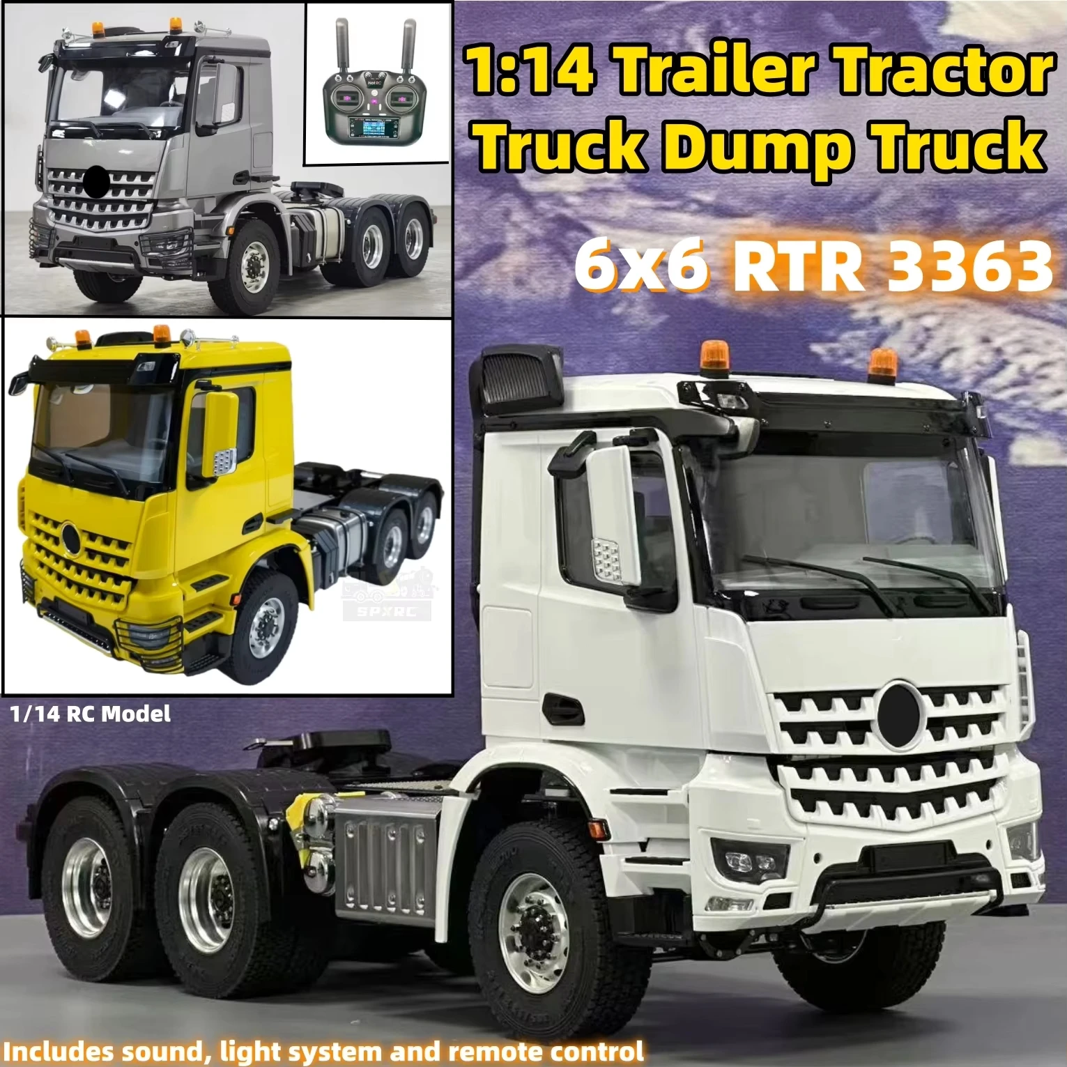 3363 Mit rotierenden Lichtern, Sound- und Beleuchtungssystemen, Truck RTR, vier Farben für Benzz 1/14 RC Truck Traktor MODO Spielzeug Modellteile