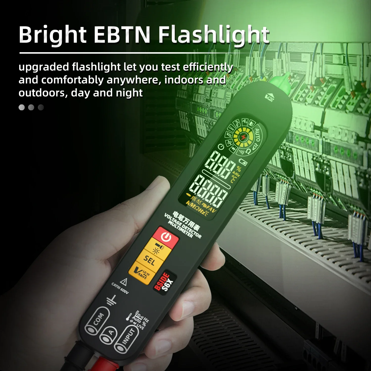 BSIDE S6X Smart Multimeter USB Charge Voltage Tester Pen Breakpoint Electronic Tester AC DC Non-contact Live Auto Resistance Hz