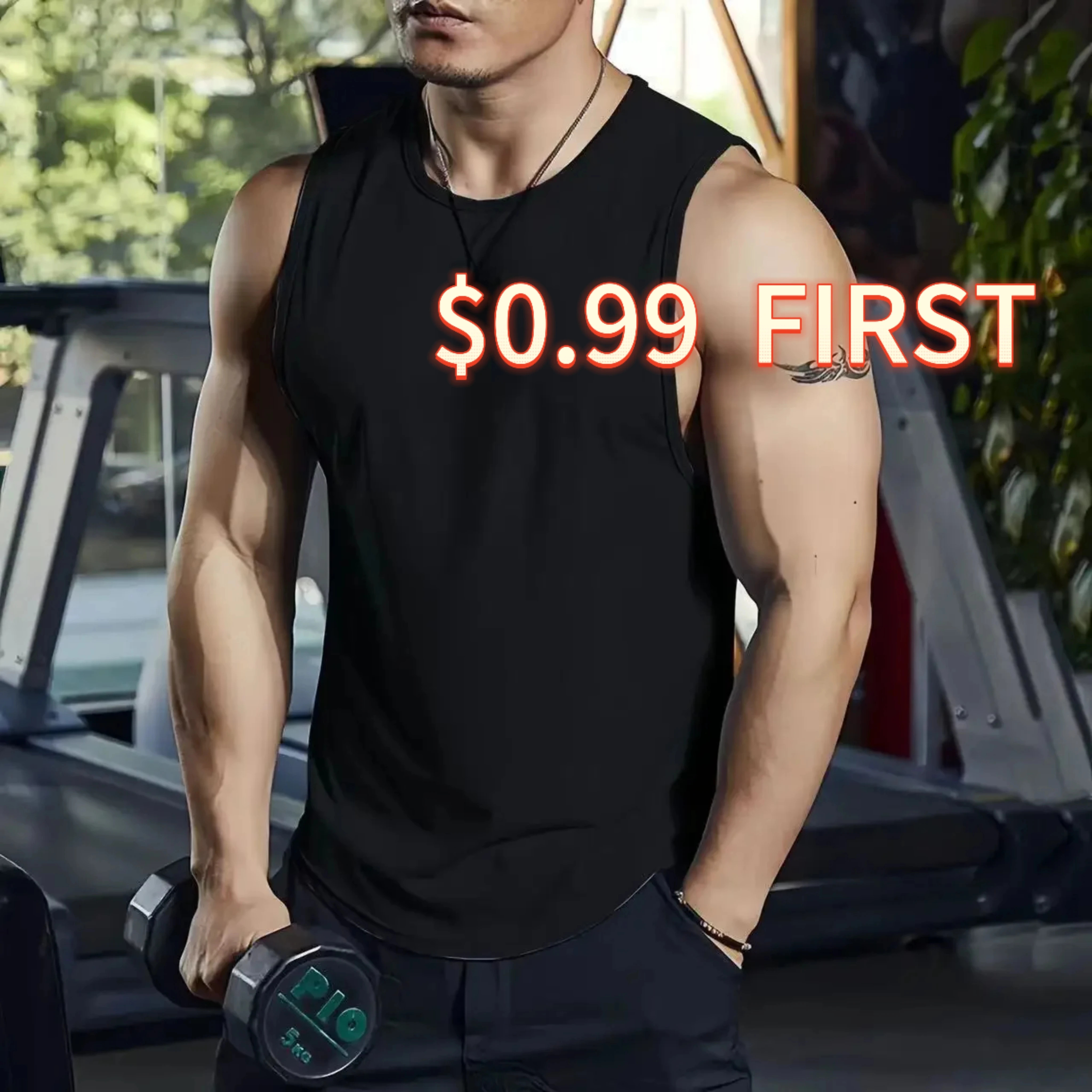 

Tiktok Fitness Men's Fitness T-shirt Room Fashion Vest Fitness Training Shirt Quick drying loose sleeveless 0.99 Limited Ed