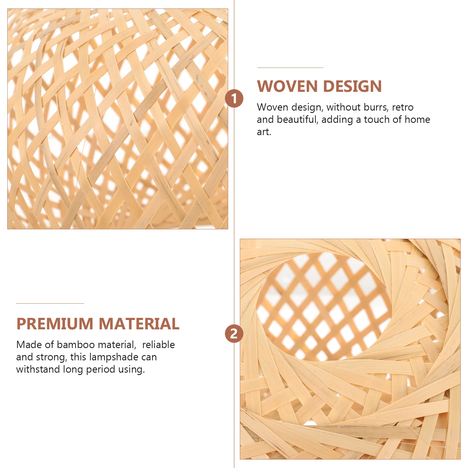 

Woven Bamboo Lampshade Rustic Style Pendant Light Cover Decorative Ceiling Light Shade Lightweight Easy Install For Home