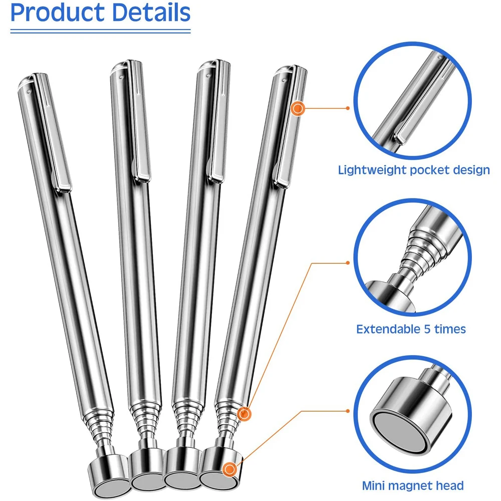 1/3Pcs Mini Portable Telescopic Magnetic Pen Handheld Magnet Pick Up Tool Adjustable Pickup Rod Stick Picking Up Screws Nut Bolt