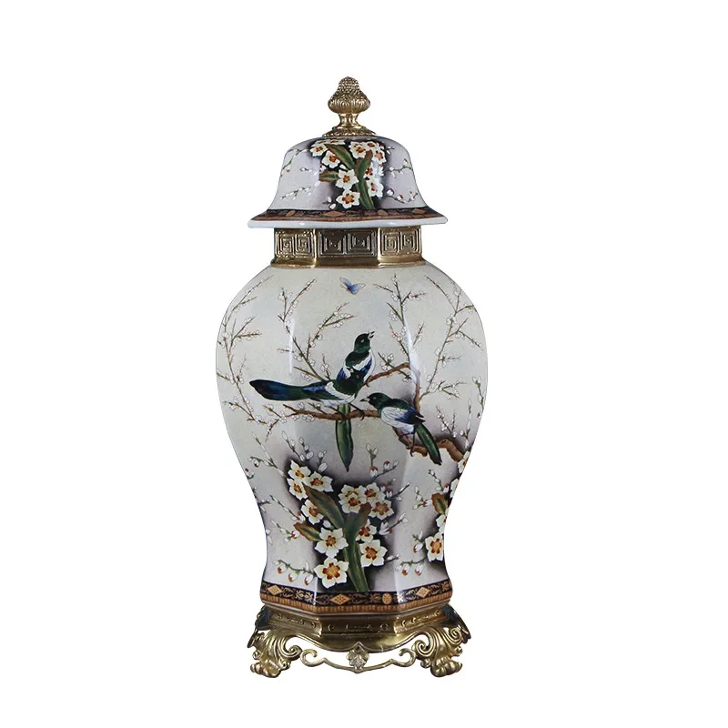 New Design Ceramic Storage Tank Cover Blue and White Porcelain Ginger Jar Enamel Earthenware for Home Decor