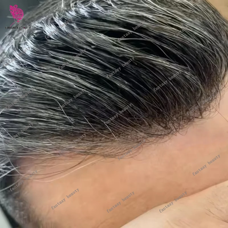 

1B10 1B40 Natural Hairline 100% Human Hair Super Durable Full Thin Skin Cheap Brown Men Toupee Undetectable Scalloped Prosthesi