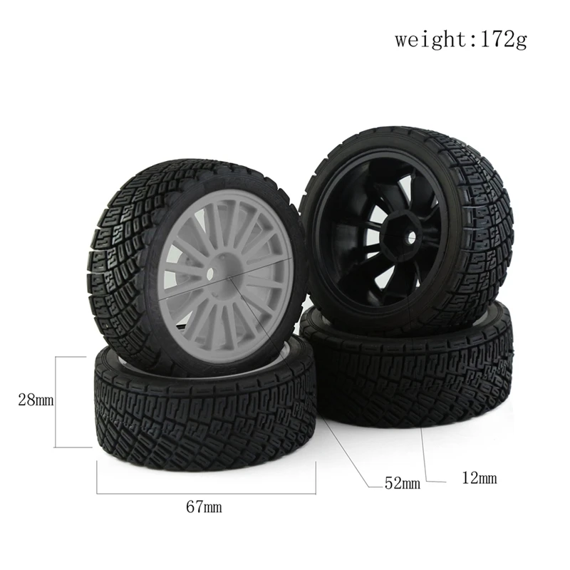 4Pcs 67Mm Rubber Tire Wheel Tyre For Tamiya XV01 XV02 TT01 TT02 PTG-2 1/10 RC Rally Racing Car Upgrade Parts