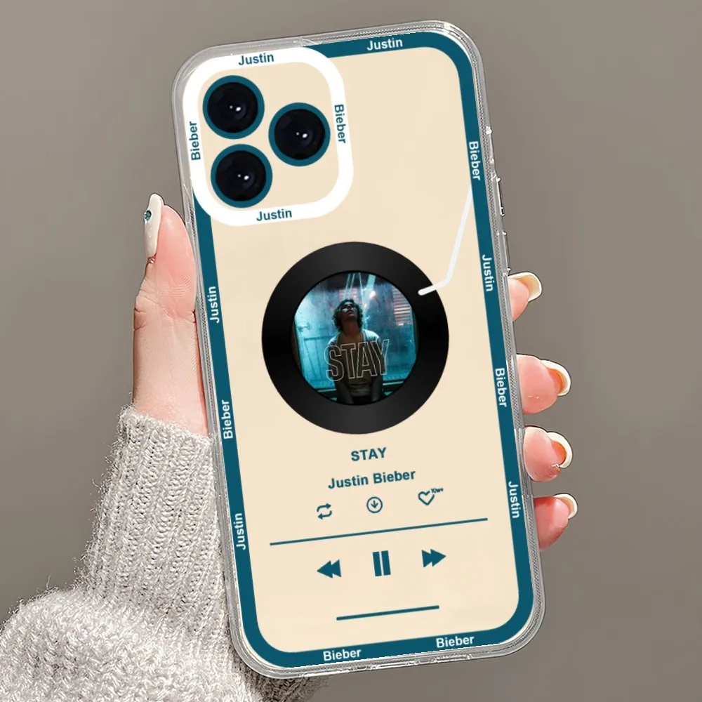 Justin Bieber Singer Music Player Phone Case For iPhone 13 14 15 Mini 11 12 Pro Max Transparent Shell