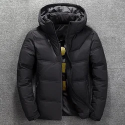 Chaqueta de plumón de pato blanco para hombre, abrigo grueso y cálido, rompevientos para nieve, Parka con capucha, chaquetas acolchadas, ropa de otoño e invierno