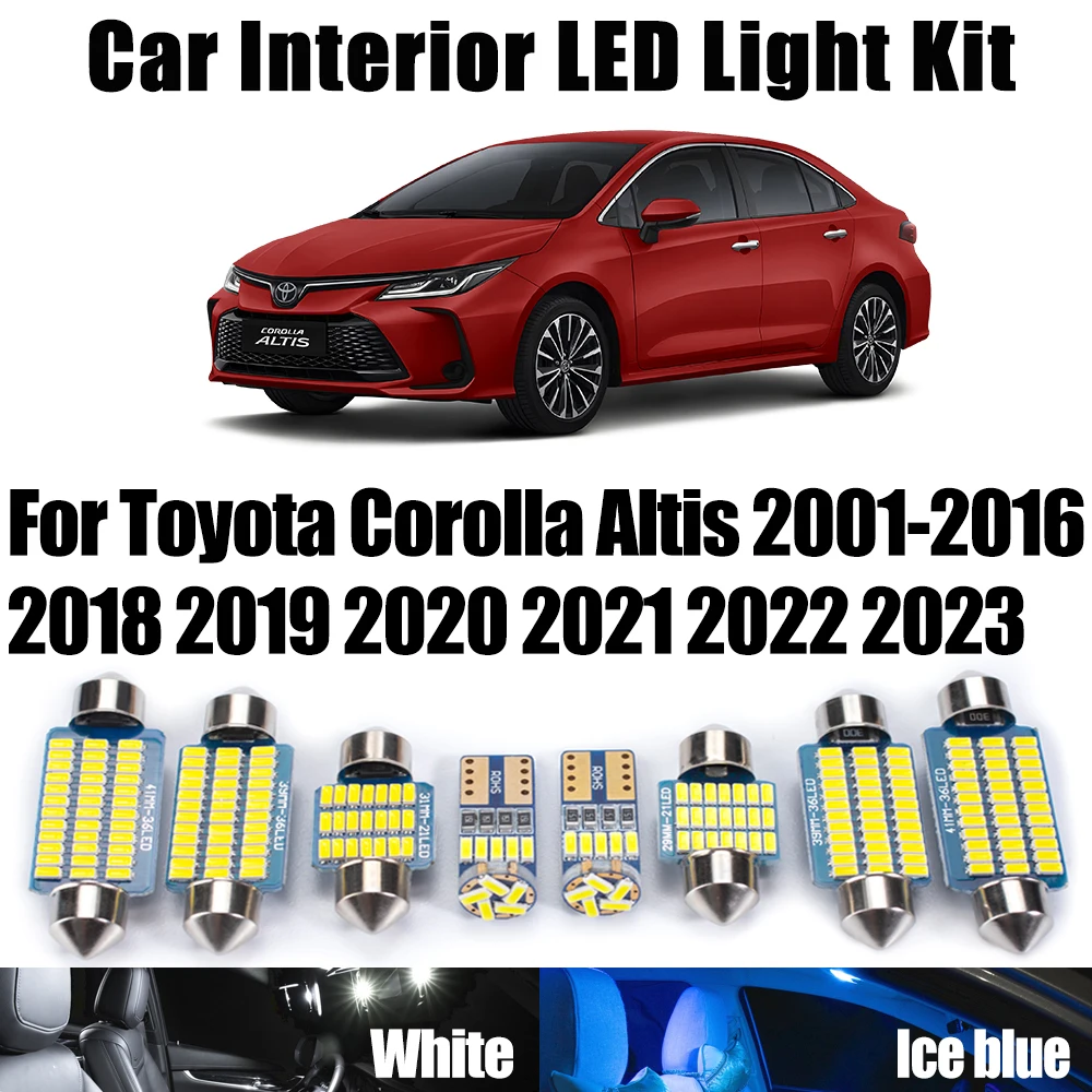 

Светодиодный комплект внутреннего освещения багажника Canbus для Toyota Corolla Altis 2001-2021 2022 2023, потолочный светильник для номерного знака