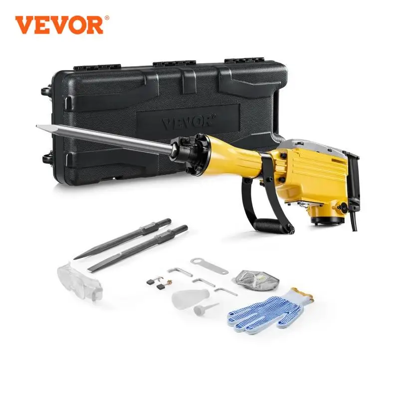 VEVOR 2200W 1350 BPM Demolition Jack Hammer Electric Jackhammer Heavy Duty Jack Hammer Concrete Breaker Storage Case