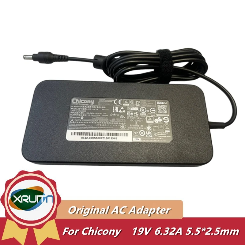 

Genuine Chicony A15-120P1A A120A024L A120A047P AC Adapter For MSI MS163A MS-163A MS-16G5 Charger Power Supply 19V 6.32A 120W