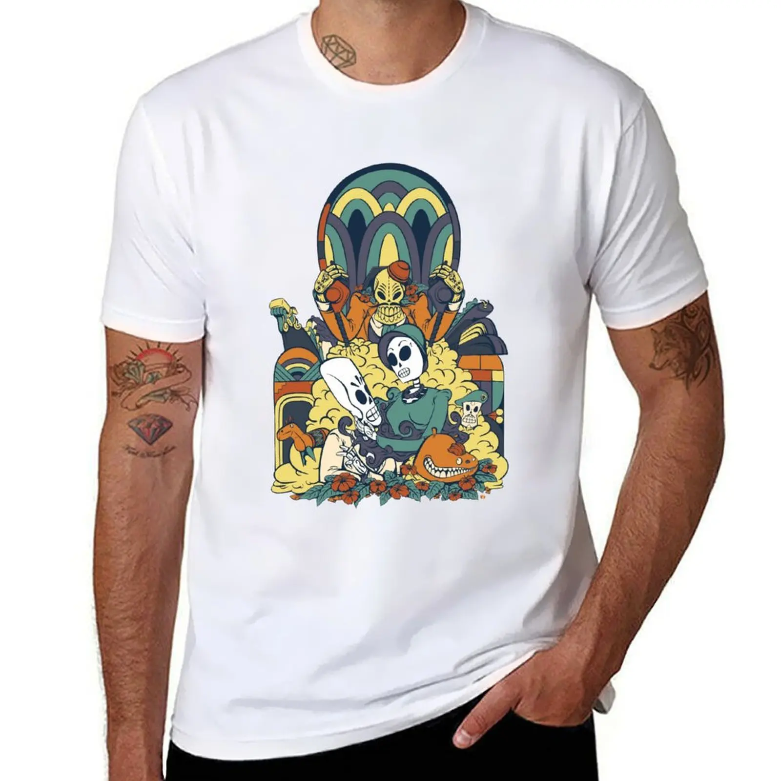 

Grim Fandango Vintage Videogame Artwork T-Shirt t shirts designer man t shirt cotton T-Shirt