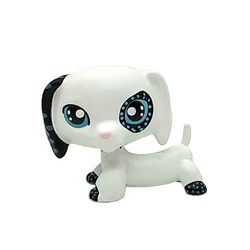LPS Toys Rare Pet Shop Custom OOAK#406 LPS White Dachshund Dog Blue Dot Black Ear Figure