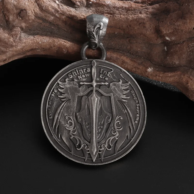 Vintage Mythical Angel Michael Sword Sirius Cross Sword Wings Badge Pendant Necklace for Men Personalized Punk Jewelry