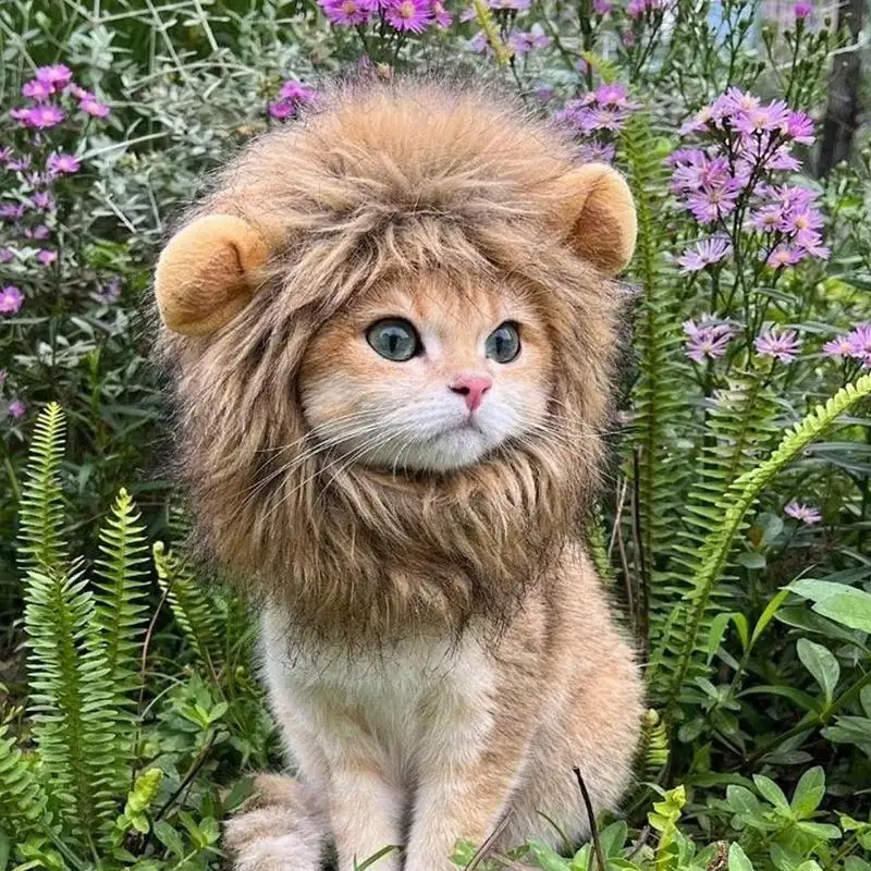 Cute Lion Mane Wig Cosplay Clothes Pet Costumes Hat Fancy Lion Hair Cat Clothes Dress Up Funny Pet Cosplay Wig Caps Supplies