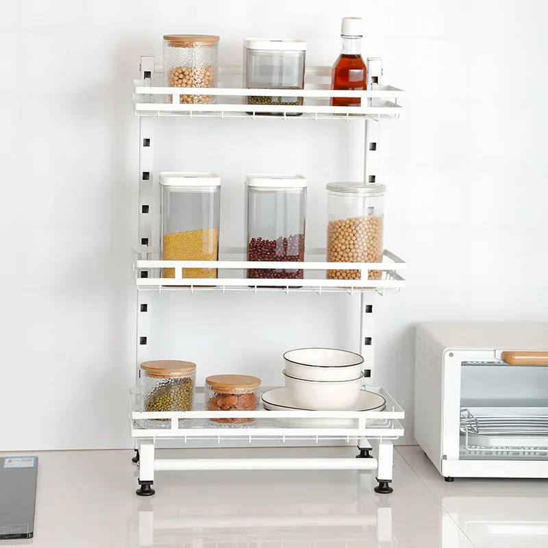 

2/3Layers Kitchen Storage Rack Adjustable Seasoning Shelf Stainless Steel Organizer Knife Jar Kitchen Accessories Organizer