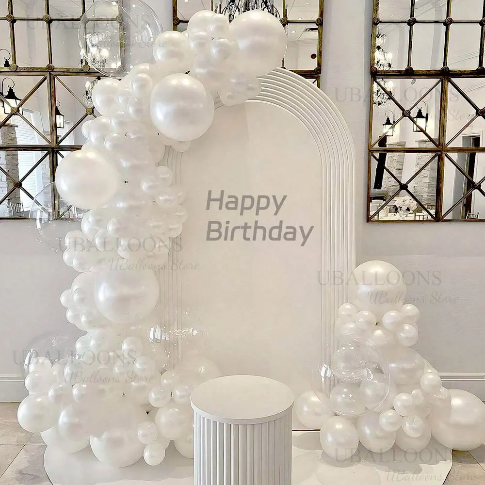 85 Stück perlweiße Luftballons, Girlande, 5/10/12/18 Zoll, glänzendes weißes Ballonbogen-Set für Geburtstag, Babyparty, Hochzeit, Party-Dekoration – Detail 5