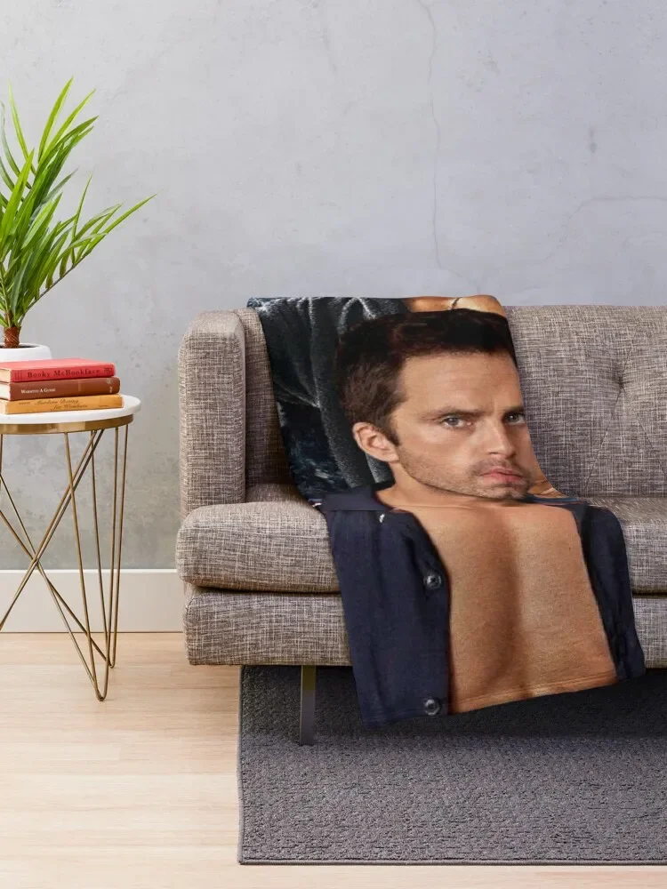 Sebastian Stan collage Throw Blanket fluffy Heavy Hair for winter Blankets