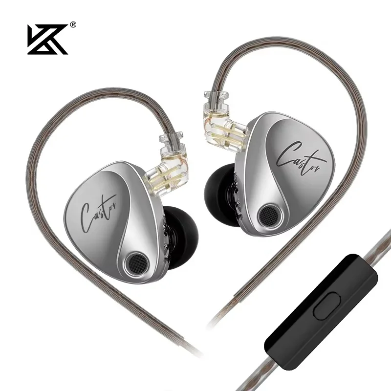 Hot KZ Castor In Ear HiFi Earphone 2DD Dynamic High-end Tunable Balanced Armature Earphones Monitor Headphone Cancelling Earbuds