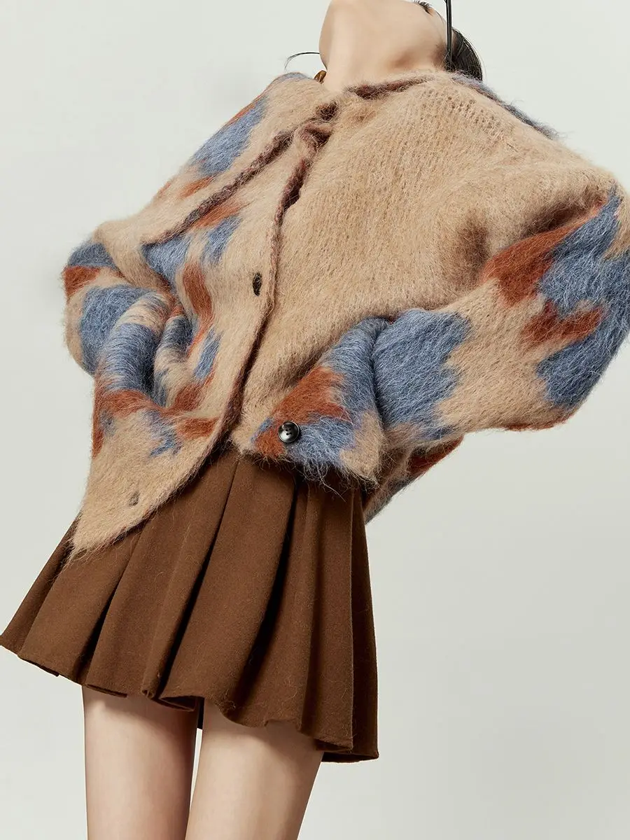 Suéter de malha cardigan feminino assimétrico design sentido casaco solto