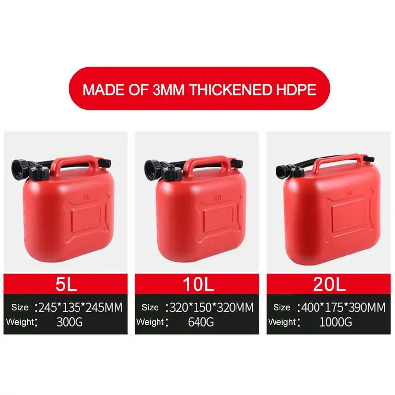 

Red Car Gasoline Can Car Fuel Container 5L 10L 20L Gasoline Can Spout Vertical Thickened With Scale Fuel Tank For Vehicle