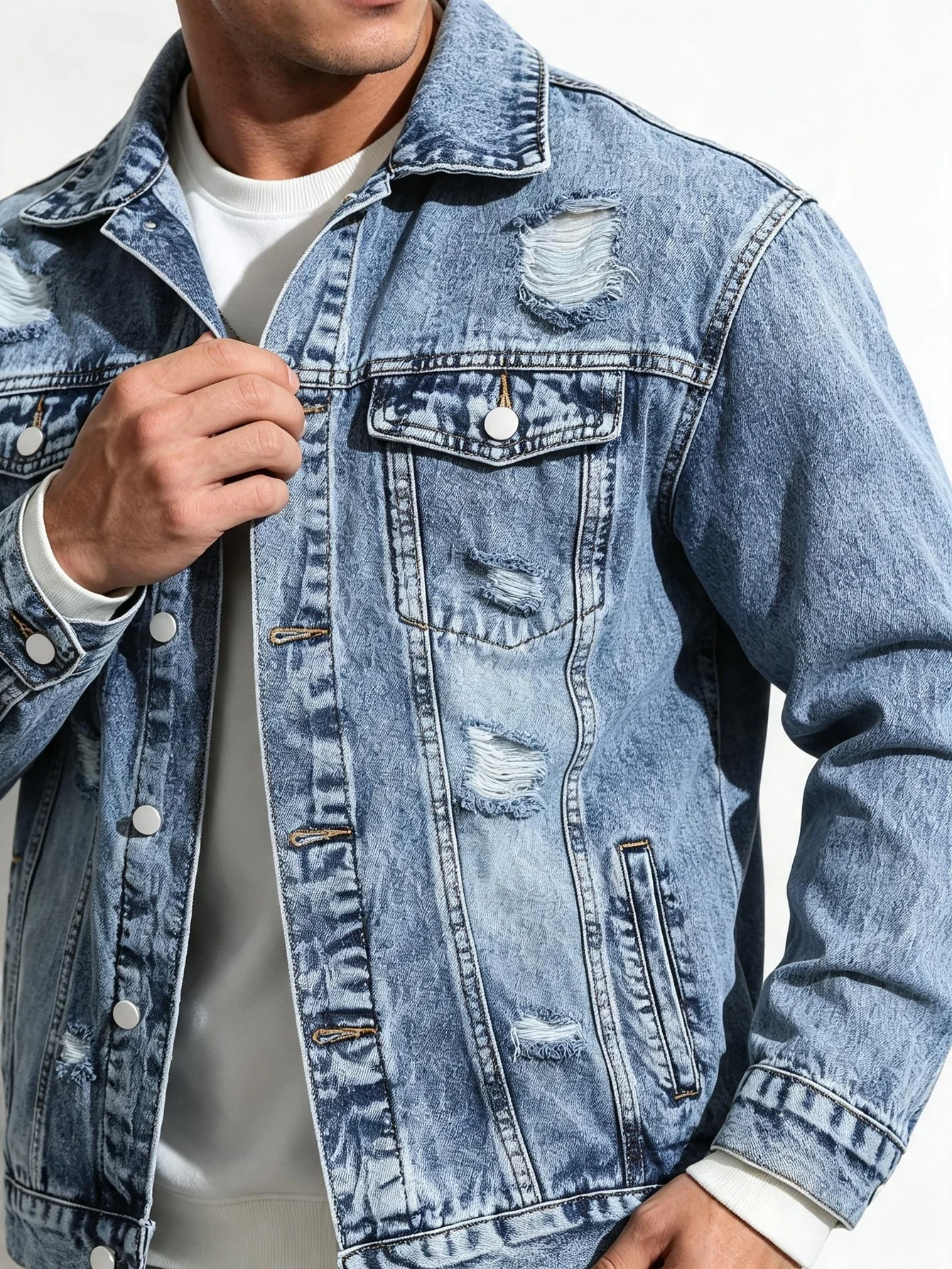 Fashion Y2K Aesthetic Men's Jean Jacket Retro American Street Denim Coat Daily Outerwear Gift for Husband Lover