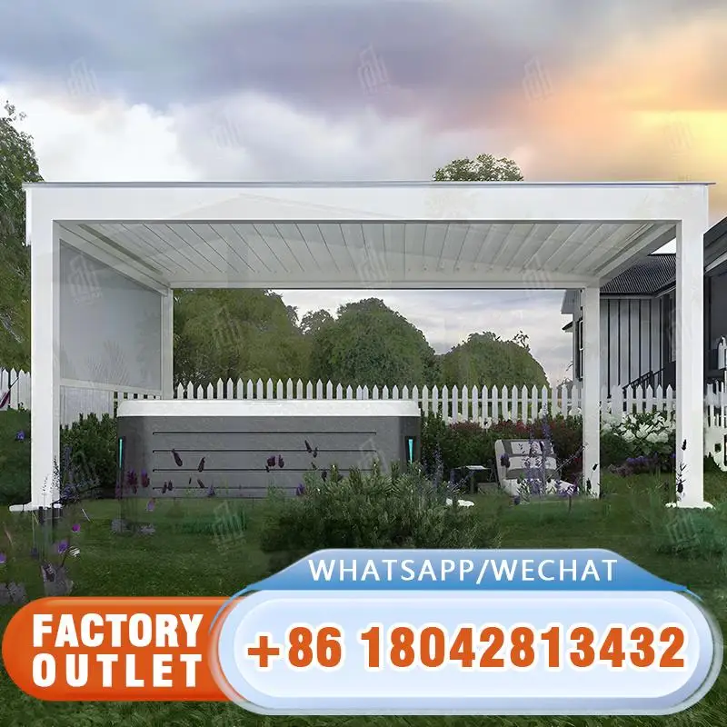 

Outdoor Aluminum Louvered Opening Closing Awning and Pergola for Garden Patio Backyard Ready to Ship