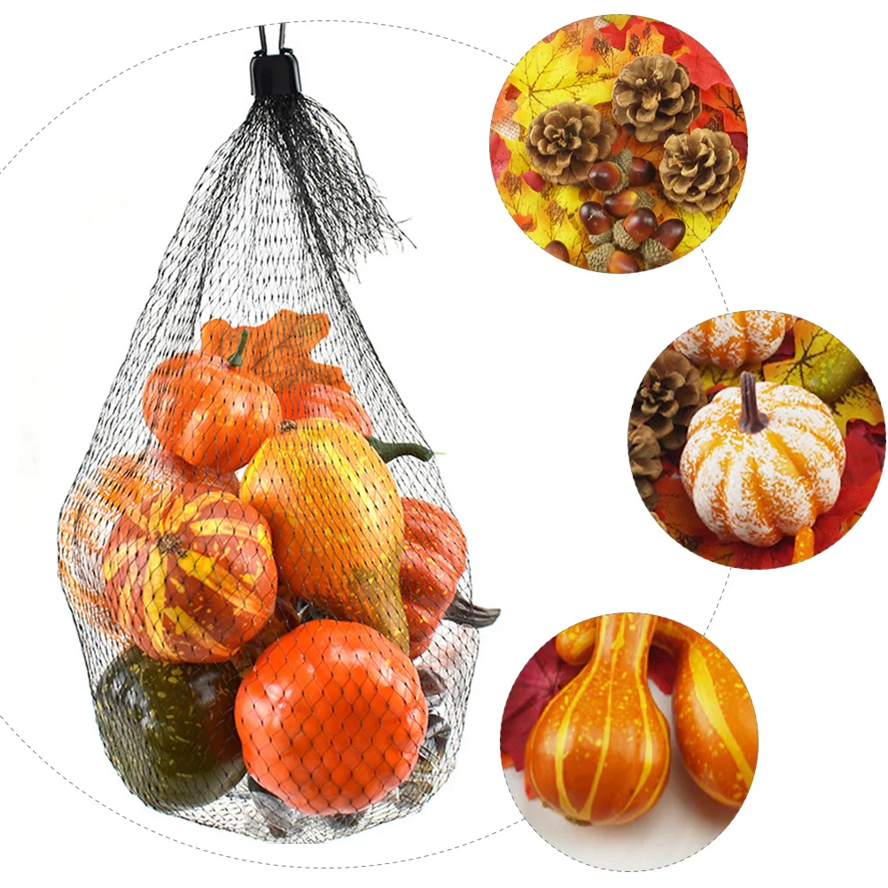 

1Set Autumn Fall Artificial Thanksgiving Day Pumpkin Acorn Maple Leaf Pine Cone Decoration Set Realistic Table Photography