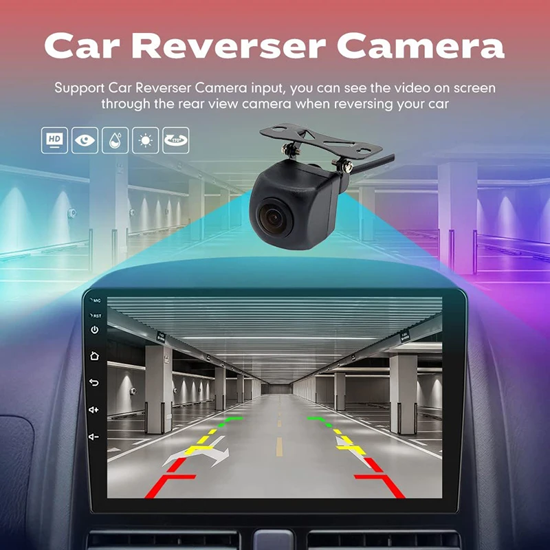 Android12 Автомобильный радиоприемник 8 ядер 4 + 64G Din 9 "/10" Универсальный QLED встроенный GPS-навигатор с беспроводной камерой заднего вида CarPlay AHD