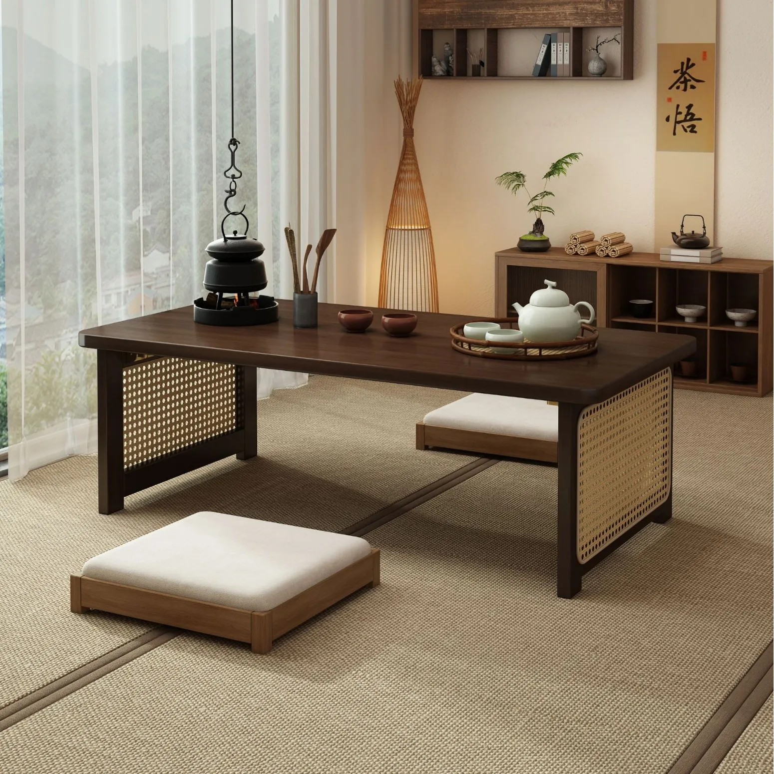 

Folding Nanzhu Bay Window Desk, Tatami Window Sill Kang Dining Low Furniture