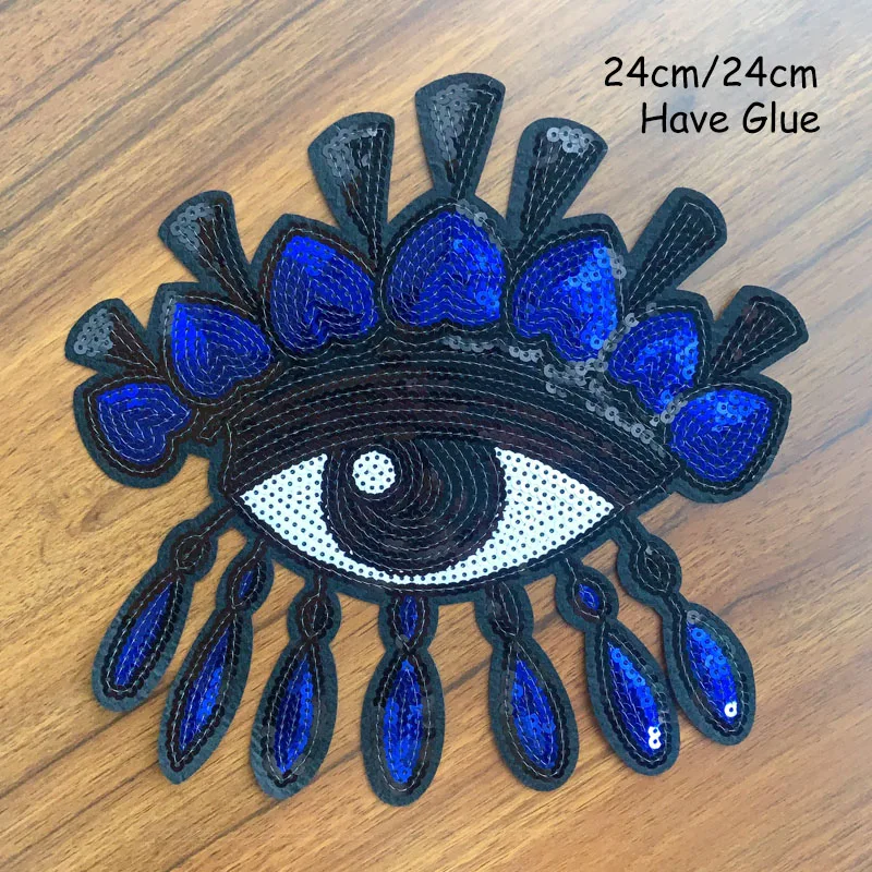 Embroidered Fabric Patch for Ladies and Girls, Yellow Eyes, DIY Blue Eyelash, Ironing, Sewing, Clothing, Luggage A