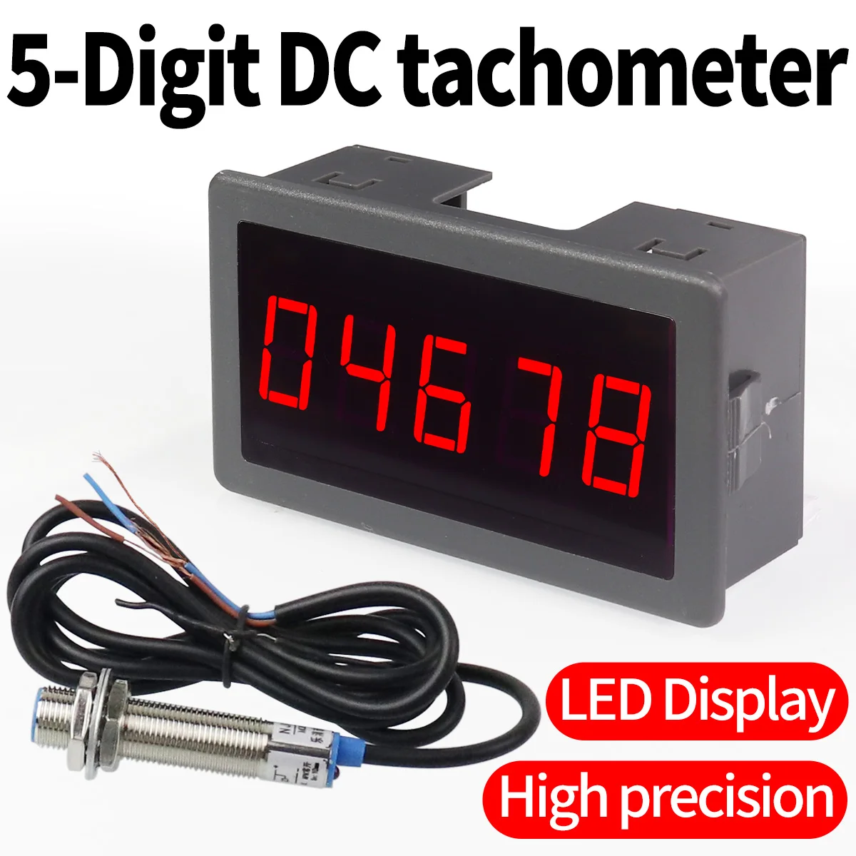 5-Digit DC 5-30V LED Digital Tachometer Gauge RPM Speed Meter For Brushless Motor Fan Hall Proximity Switch Sensor NPN