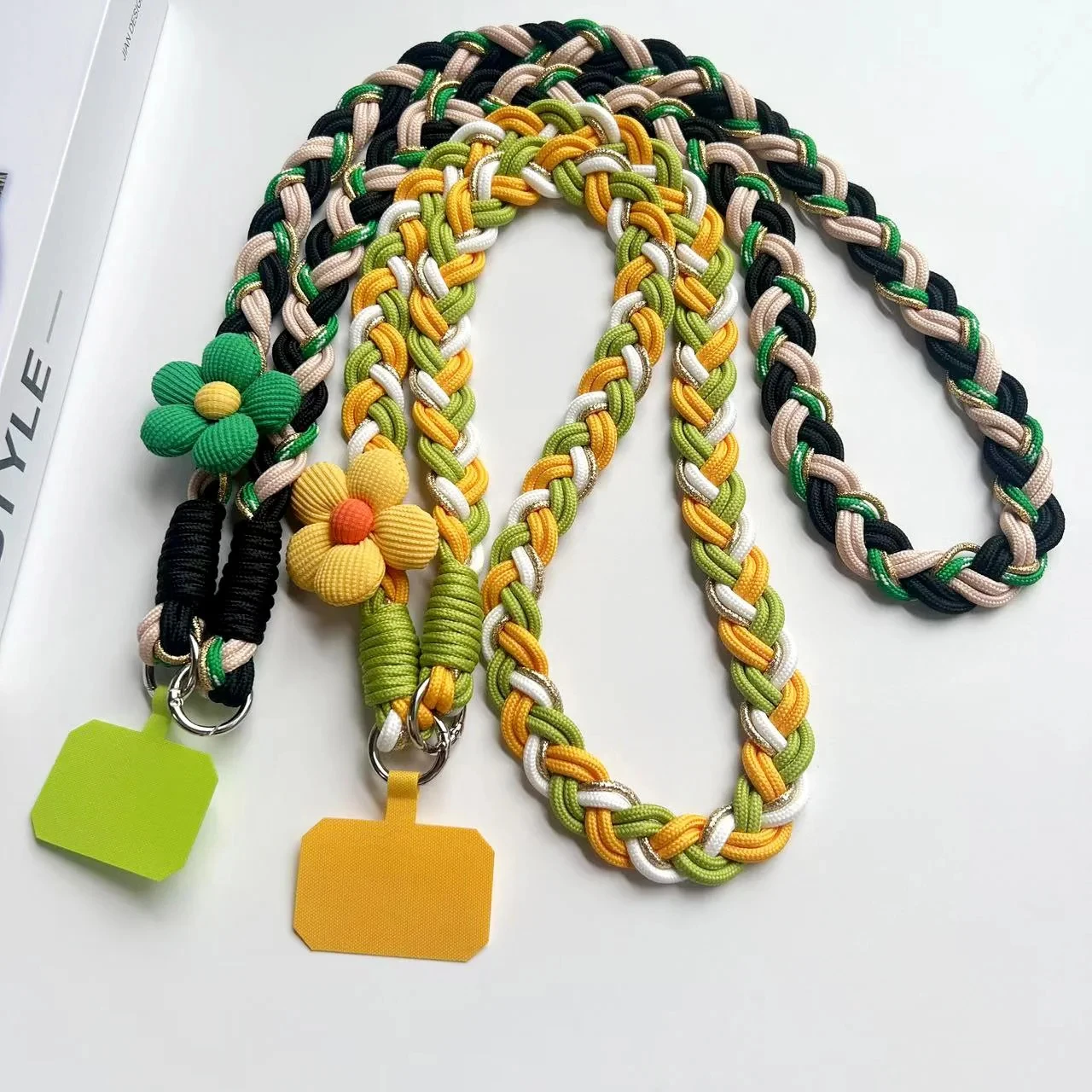 Cordino intrecciato a mano con pasta fritta, cordino fisso, cordino per spalla diagonale a contrasto di colore, cordino per telefono cellulare, cordino durevole