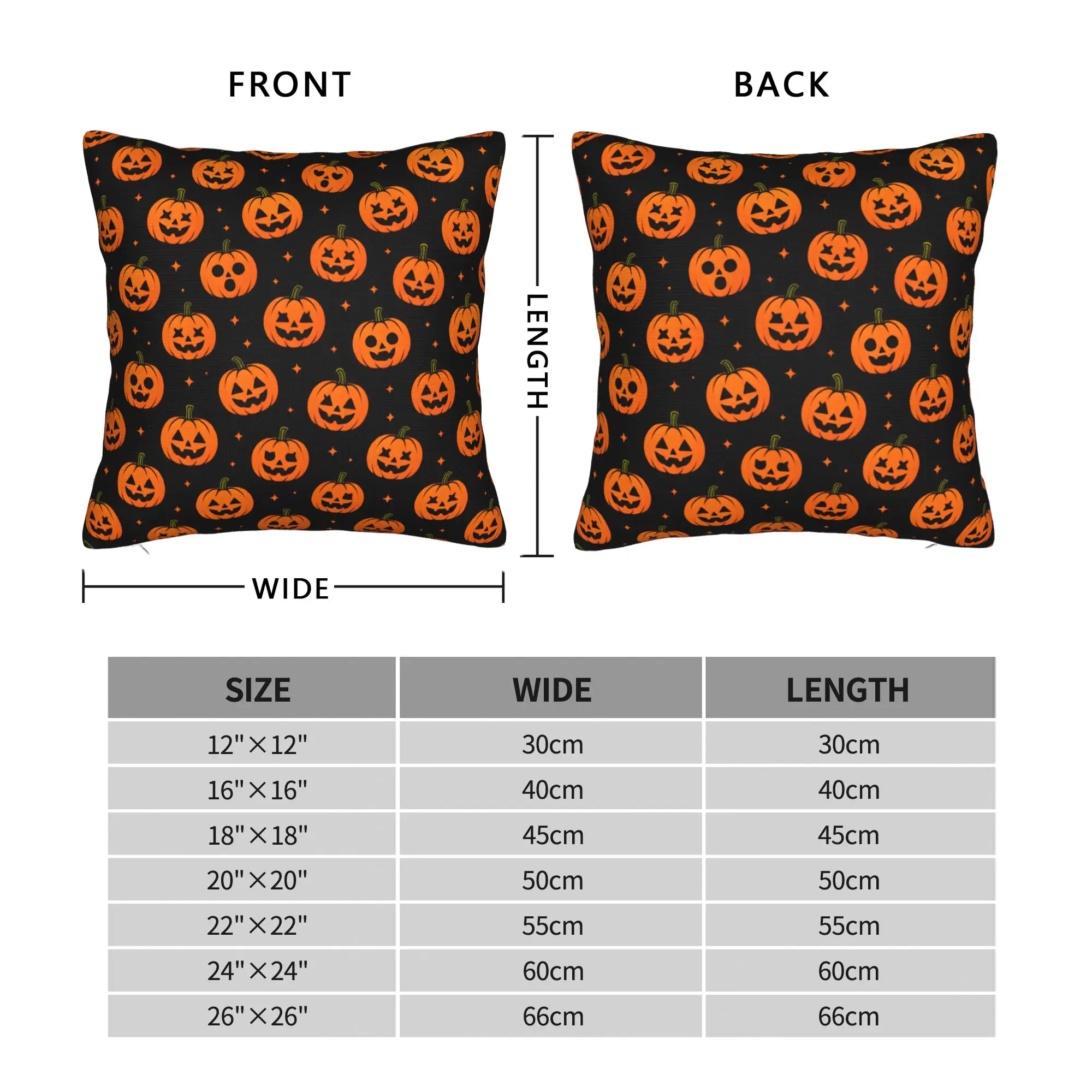 Pillow Cover Halloween Different Face Pumpkin Seamless Pattern Black Background  Funny Pillow Case For Couch Bedroom Pillowcases