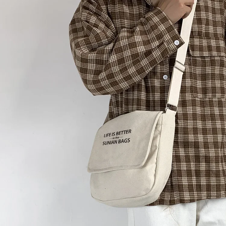 Bolsa crossbody de lona para homens e mulheres, novo pano de arte japonesa e coreana, Wonmen, banda larga, 2023