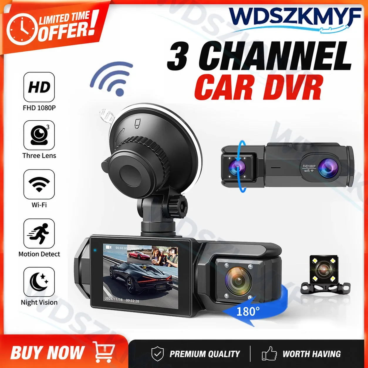 2/3 Channel Dashcam for cars Black Box WiFi Driving Camera 1080P Night Vision Loop Recording Optional Rear Lens car accessories