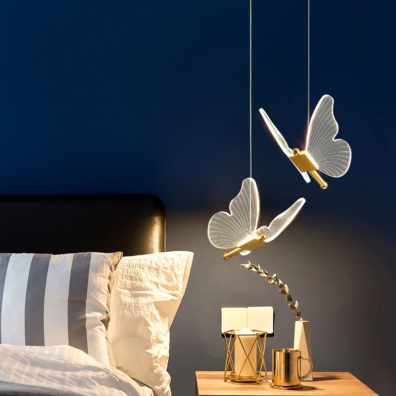 Lampes suspendues papillon à LED modernes, lustre pour salle à manger, chambre à coucher, chevet, salon, allée, lampe de face, luminaires