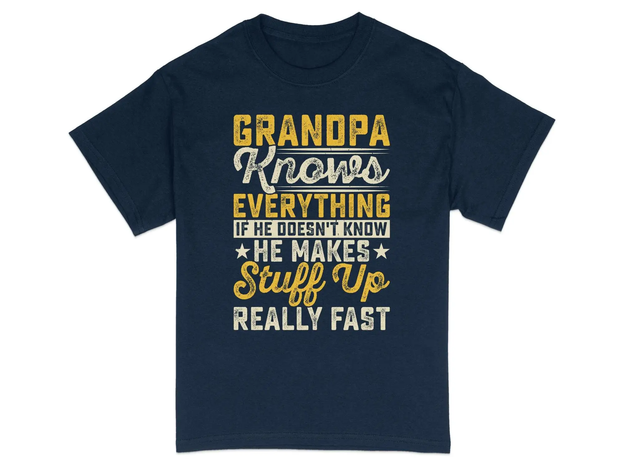 Grandpa Humorous Quote T Shirt Funny Grandfather Family Humor Knows Everything Top