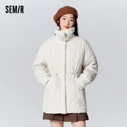 Semir Jacket Women Mid-Length Loose Stand-Up Collar Simple 2023 Winter New Temperament Versatile Cotton-Padded Jacket