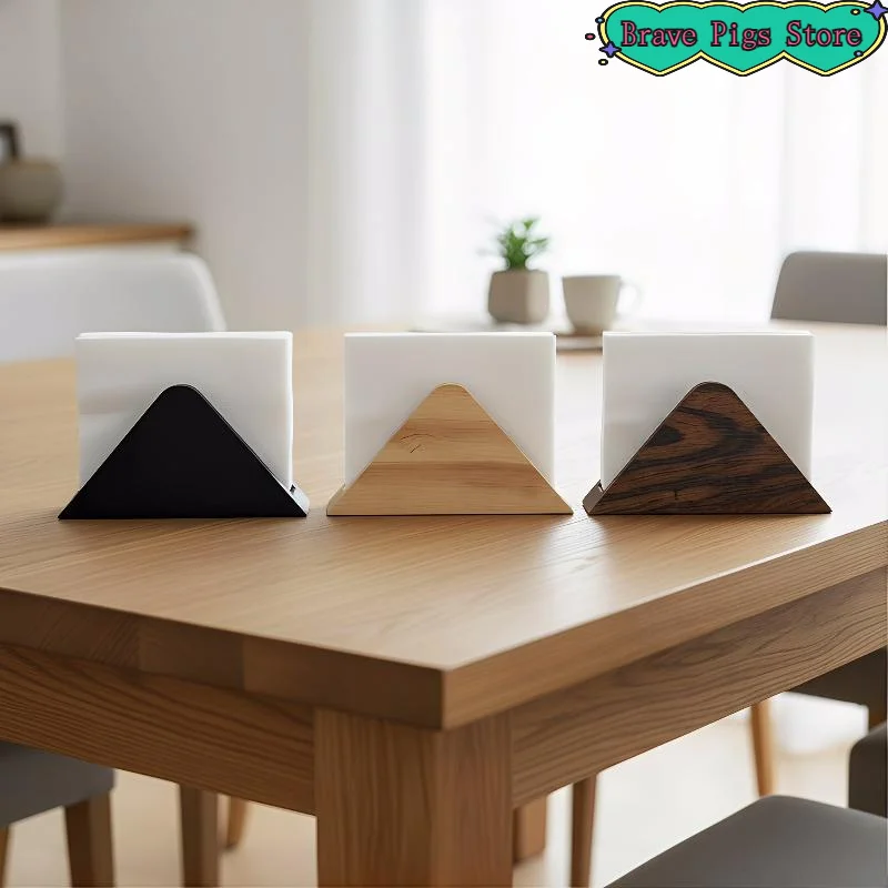Decorative Space Saving Wood Tissue Dispenser Elegant Wooden Tissue Holder Multi-functional Non-slip Bottom