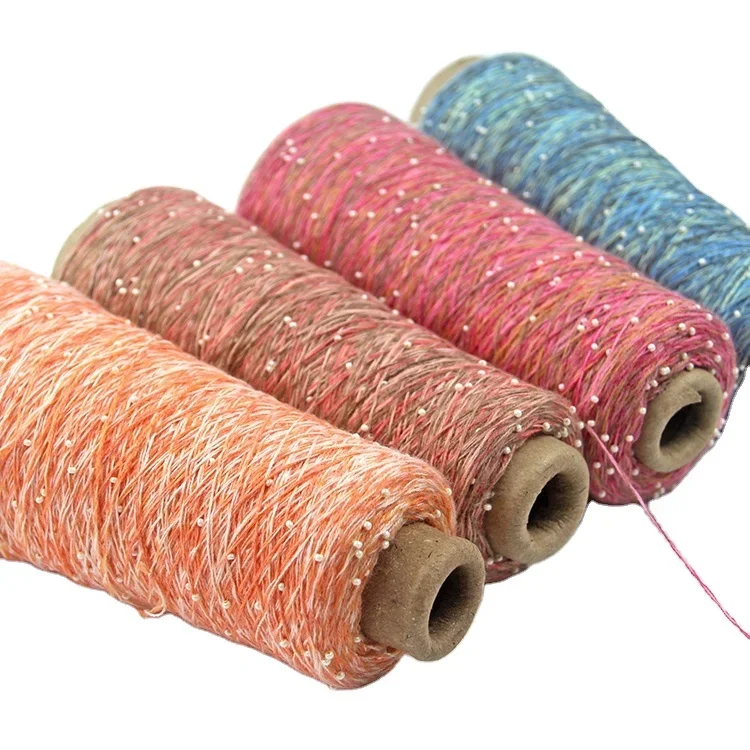 Wholesale Colored Fancy Space Dyed Yarn 39%Polyester 30%Nylon 25% Acrylic 6%Wool Blend with Round Beads Yarn for Knitting