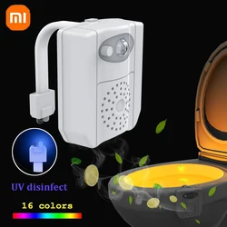 Toilet Bowl Backlight Motion Sensor Ambient Night Light RGB UV Disinfect Backlight BatteryAAA Lamp For Toilet Room Decor