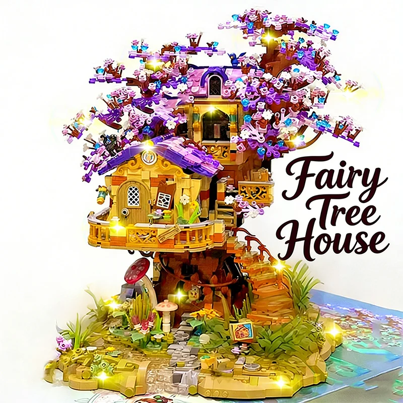 

3500PCS+ Micro Particle Building Blocks Cherry Blossom Treehouse Building Blocks Cherry Blossom Tree Children s Toy Holiday Gift
