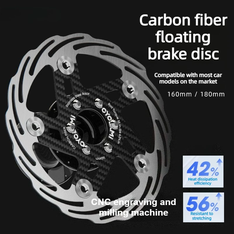 

CYCLAMI Плавающий велосипедный тормозной дисковый ротор из углеродного волокна, сверхлегкое рассеивание тепла для дисковых тормозов шоссейного велосипеда 160–180 мм
