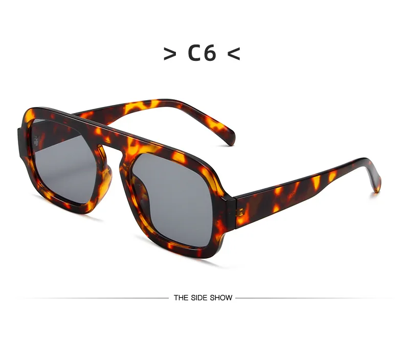 Mode quadratische Sonnenbrille Frauen neue Retro schwarz braun dicken Rahmen Pilot Sonnenbrille Frau Chic Polygon Leopard Shades UV400 – Detail 15