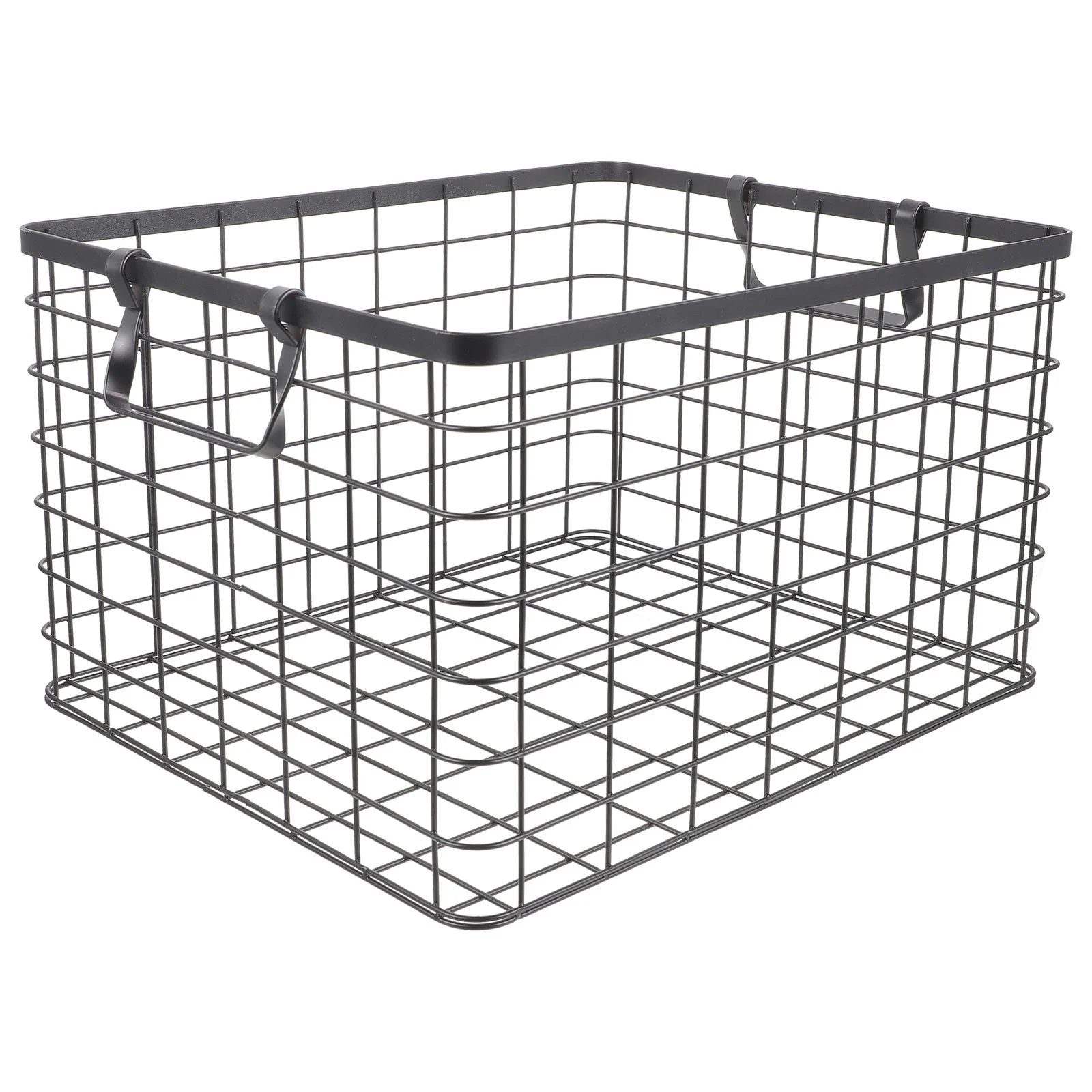 Basket Organizer Bin Country Iron Firewood Storage Log Holders for Fireplace Black