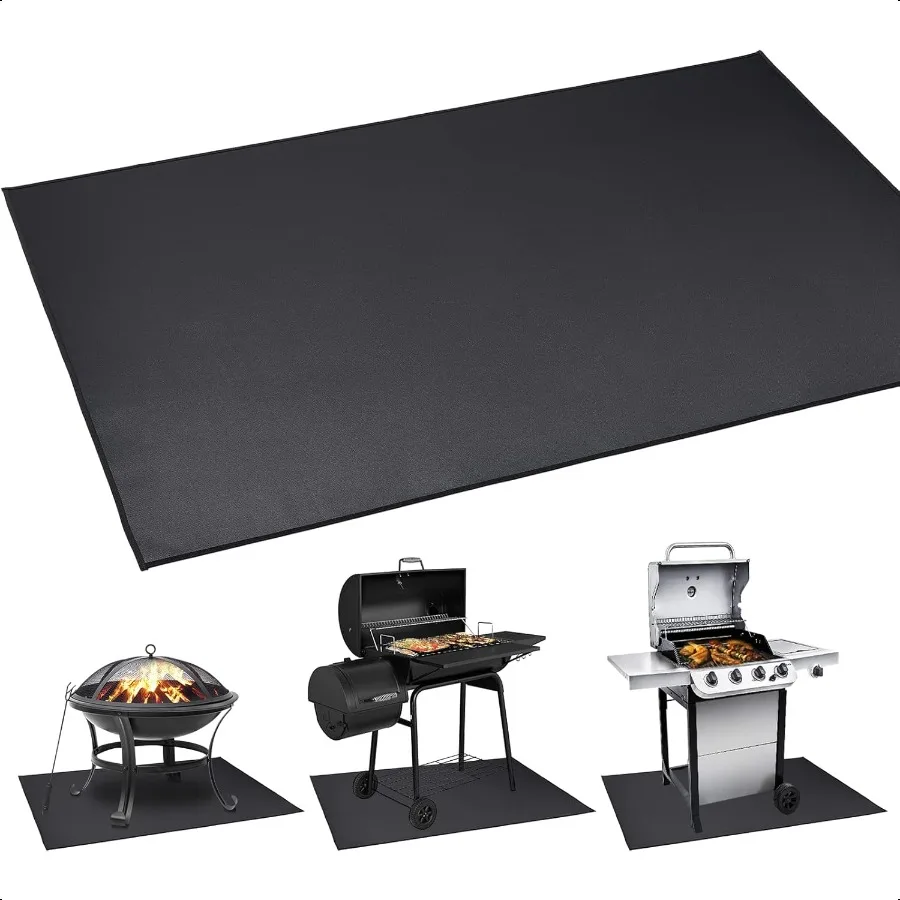 

Large Under Grill Mat 60 ×40 Inch for Outdoor Charcoal Smokers Gas Grills Deck and Patio Protective Mats Fireproof Grill Pads I